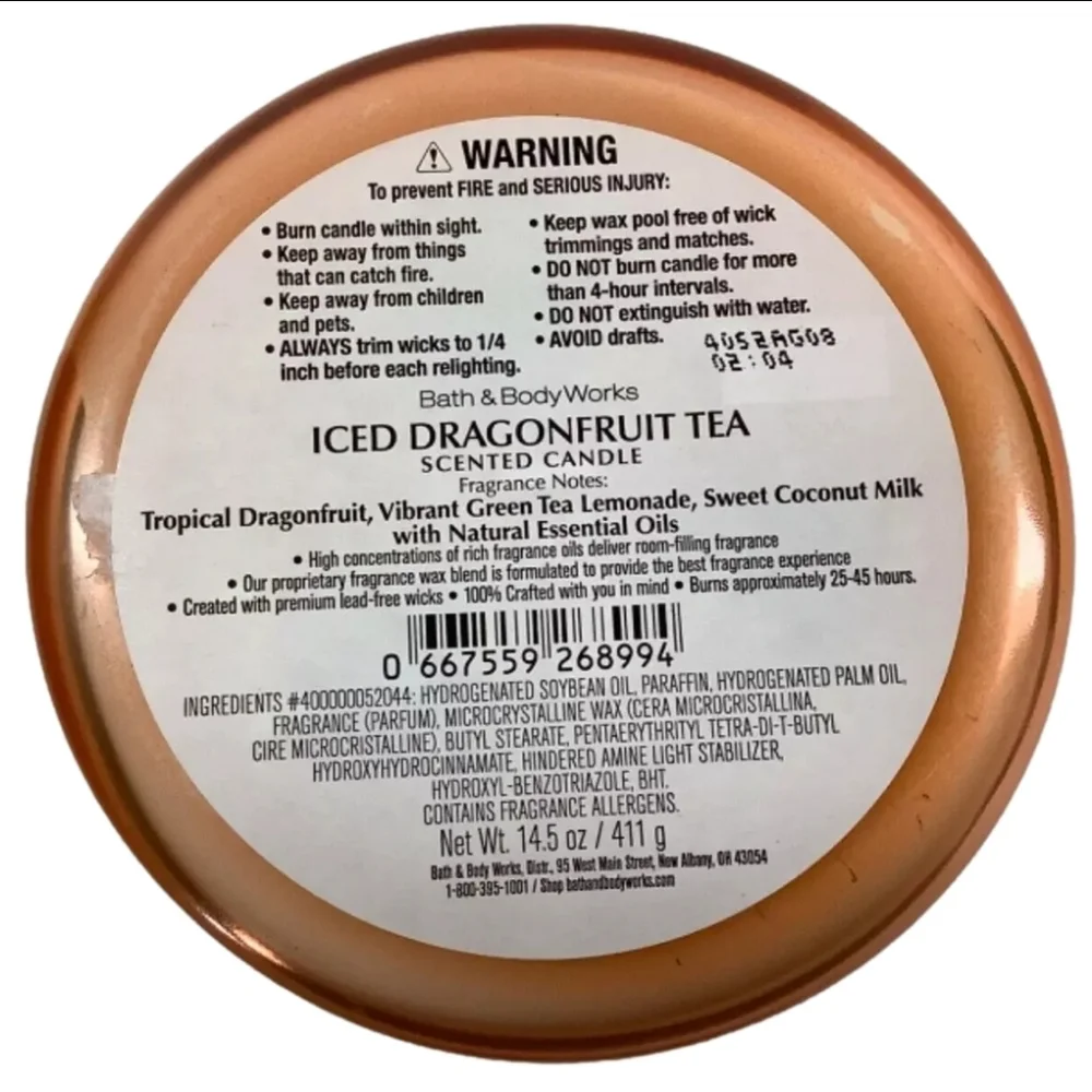 Bath & Body Works Iced Dragonfruit Tea 3-wick Candle